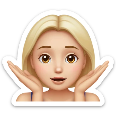 classic emoji style face with hands on cheeks, looking up at fireworks sticker
