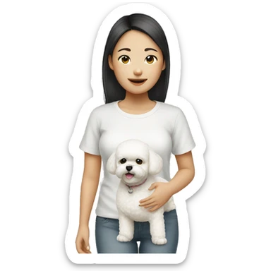 Asian girl with bichon sticker