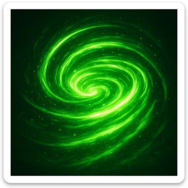 a green vortex with swirling lines and sparkles, evoking spinjitzu power sticker