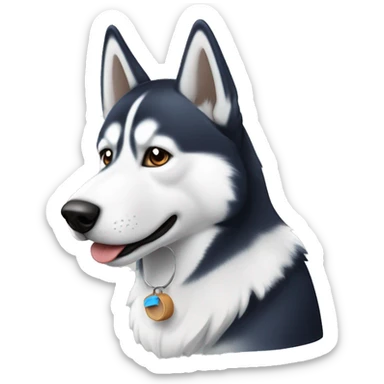 Husky blanco con un ojo azul y otro café y con una oreja negra sticker