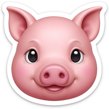 Cinematic Cute Pig Portrait Emoji, Head tilted playfully and inquisitively, featuring a glossy rosy-pink hide with a cute snout and a subtle natural sheen, round, sparkling beady eyes filled with curiosity, Simplified yet irresistibly adorable features, highly detailed, glowing with a warm, friendly glow, high shine, affectionate and lively, stylized with a touch of farmyard whimsy, bright and endearing, soft glowing outline, capturing the essence of a mischievous yet loving pig, so playful it feels like it could oink out of the screen and into your arms! sticker
