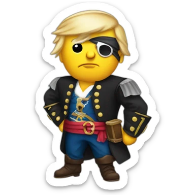 trump as a pirate with bald eagle on his shoulder sticker