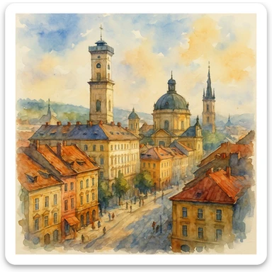 watercolor style Lviv sticker