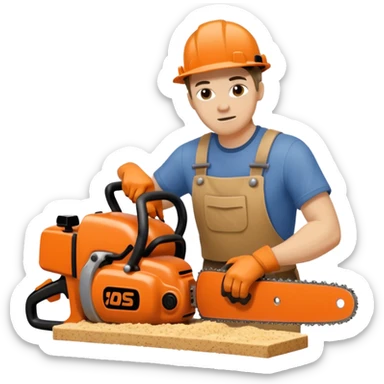 Sculptor with chainsaw sticker