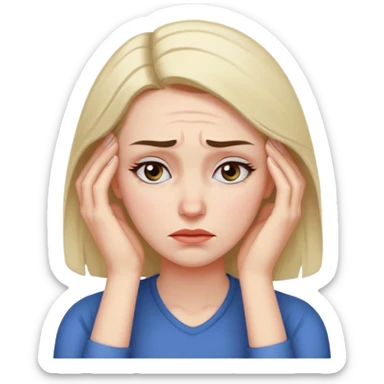 the emotional female emoji with a furrowed brow and her hand on her forehead sticker
