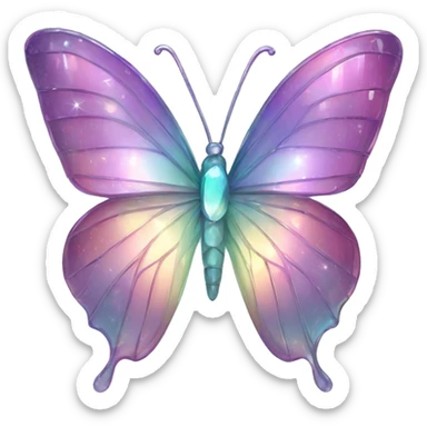 Sparkly glossy Pastel iridescent glass crystal butterfly sticker