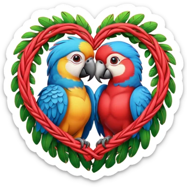 heart wreath kiss parrot sticker
