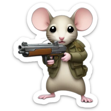 Mouse with a gun sticker
