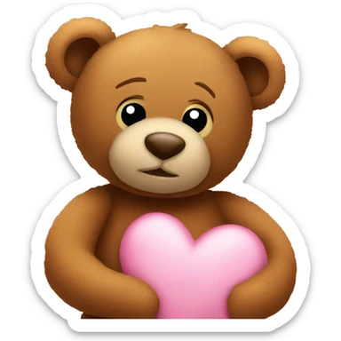 Teddy hugging another teddy with hearts sticker