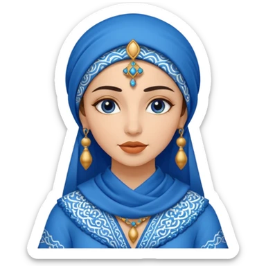 woman in moroccan culture style blue detailed sticker