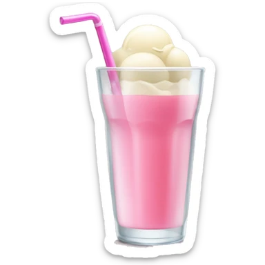 A drink served in a tall tumbler glass. It has one part grenadine at the base, pink white wine in the rest of the glass only white ice cream on the top of the glass. It has a plastic drinking straw sticker