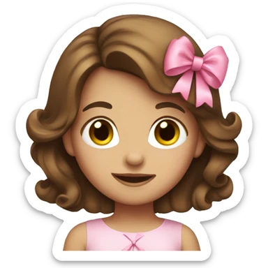 Brown haired girl with pink bow sticker