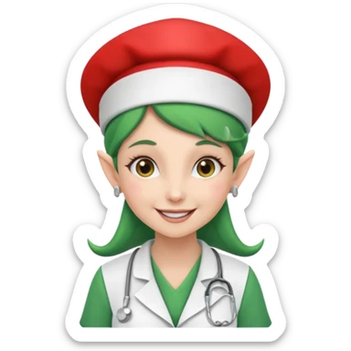 elf nurse with nurse hat sticker