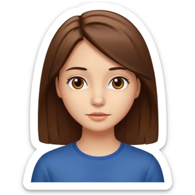 Girl with mid length straight brown hair sticker