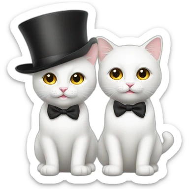 Twee witte katten in party kleding sticker