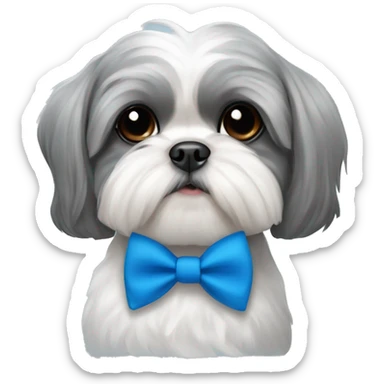 Grey and white shih tzu with blue bow tie  sticker