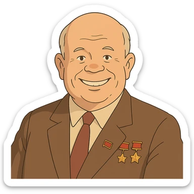 ghibli style portrait of Nikita Khrushchev smiling sticker