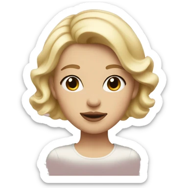 Blonde girl with short hair and dusty pink lips happy sticker