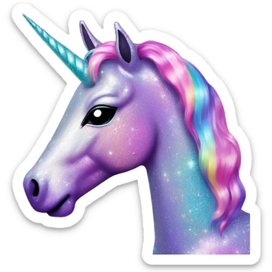 Glittery Lisa Frank unicorn  sticker