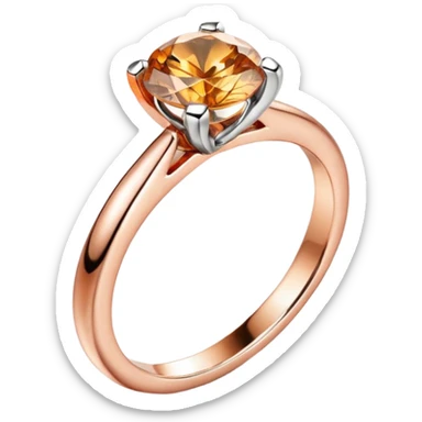 Rose gold engagement ring with round diamond sticker