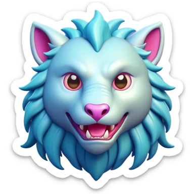 Clash of Clans aesthetic: Cinematic Playful Beast Emoji, rendered in a 3D vector-style similar to standard emojis with minimal shading and bold, simplified shapes. A compact, isometric mythical creature with wild, majestic features and fierce yet endearing eyes, softly glowing with a primal enchanted charm. Simplified yet unmistakably iconic, highly detailed and consistent, glowing with a soft radiant shine and high polish. Stylized with a touch of mythical wildness and a soft glowing outline, capturing the essence of a legendary beast with a friendly, playful allure! sticker