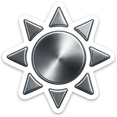 chrome style icon of a sun sticker