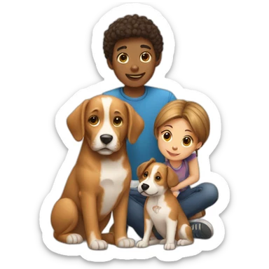Boy girl and dog sticker