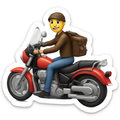 Une personne sur une Moto, partant faire une livraison sticker