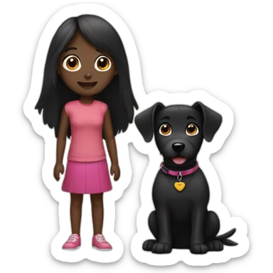 Black dog and girl  sticker