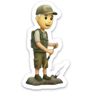 White man fishing with a fishing road sticker