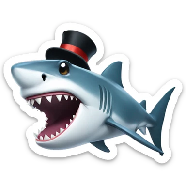 Shark with a top hat sticker