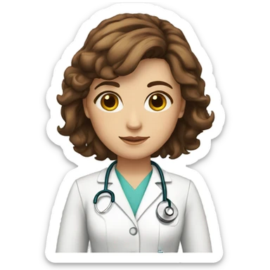 Doctor woman brown hair shoulderlength brown eyes  sticker