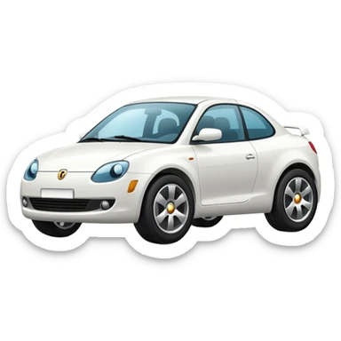 a white car on a black background. Lots of details sticker