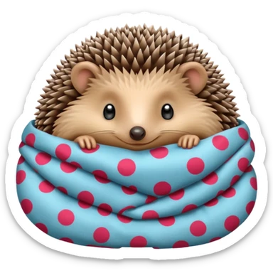 hedgehog in tiny pajamas curled up sticker