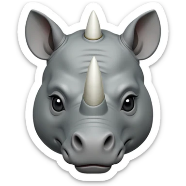 cinematic-noble--rhinoceros-portrait-emoji,slate-grey-hide--poised-and-regal,-with-a-massive,-powerful-build-and-a-thick, -deep-set-soulful-piercing-eyes,-simplified-yet-sharp-and-sophisticated-features,-highly-detailed,-large-black-eyes, zoomed out showing shoulders, large white horn  sticker