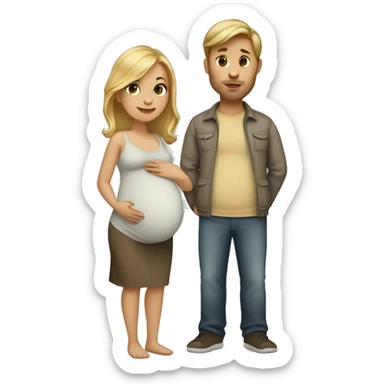 Blonde pregnant woman brown haired man sticker