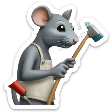 rat painter painting a mural on wall sticker