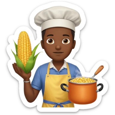 BLACK MAN AND A COOK CORN POT sticker