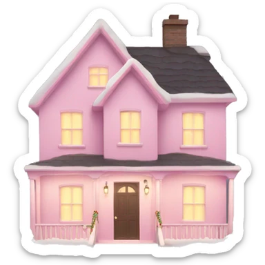 House with light pink Christmas lights  sticker