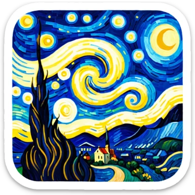Starry night as painted by van gogh sticker