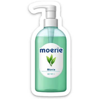 shampoo bottle with name "Moerie" sticker