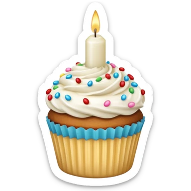 white candle with a cupcake sticker