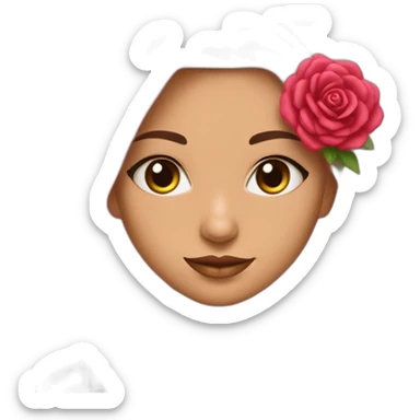 Chica morena con pelo más largo de un lado con mechas rosas sticker