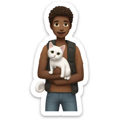 Cool boy hold a cat sticker