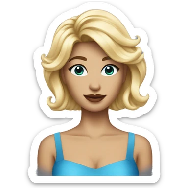 A Blondie with middle length hair wearing makeup and blue costume  sticker
