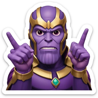 Purple villain Thanos with Squid Game aesthetic showing middle finger sticker