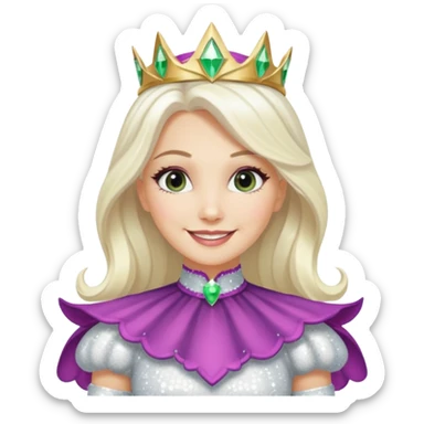 The Good Witch from Oz with long white blonde hair, white sequin outfit sticker