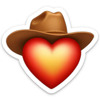red heart with cowboy hat on top sticker