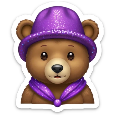 Urso adulto com boné roxo com glitter sticker