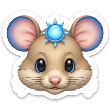 A mouse face with blue sun rays sticker